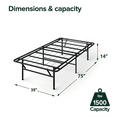 thumbnail image 2 of Zinus 14" Metal Smartbase Heavy-Duty Bed Frame Foundation, Twin, 2 of 7