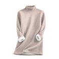 thumbnail image 4 of Breezora Cold Weather Mock Neck Sweatshirt Womens Insulated Crew Long Sleeve Casual Indoor Outdoor Loungewear L Size Beige, 4 of 5