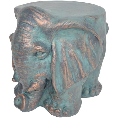 Godwin Outdoor 12.5  Stone Garden Stool in Copper Green