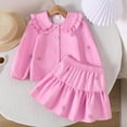 thumbnail image 2 of Utlike Girls Outfits Sets 2 Piece Toddler Outfit Spring Fall Casual Wear Cute Collar Top With Skirt Outfit Girl Athletic Sets Size 5 Years-6 Years, 2 of 9