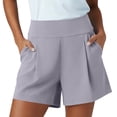 thumbnail image 2 of Omexry Jean Shorts Womens High Waisted Women's Solid High Waisted Pleated Shorts - Wide Leg Casual Shorts with Pockets Gray XXXL, 2 of 7