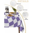 thumbnail image 5 of Purple White Checkered Suqare Tablecloth - 54 x 54 Inch, Modern Irregular Geometric Waterproof & StainResistant Tablecloth, Washable Oil-proof Table Cover for Dining/Party/Wedding/Camping/Buffet, 5 of 9
