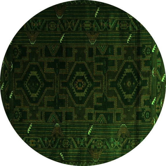 Ahgly Company Indoor Round Persian Green Traditional Area Rugs, 4' Round