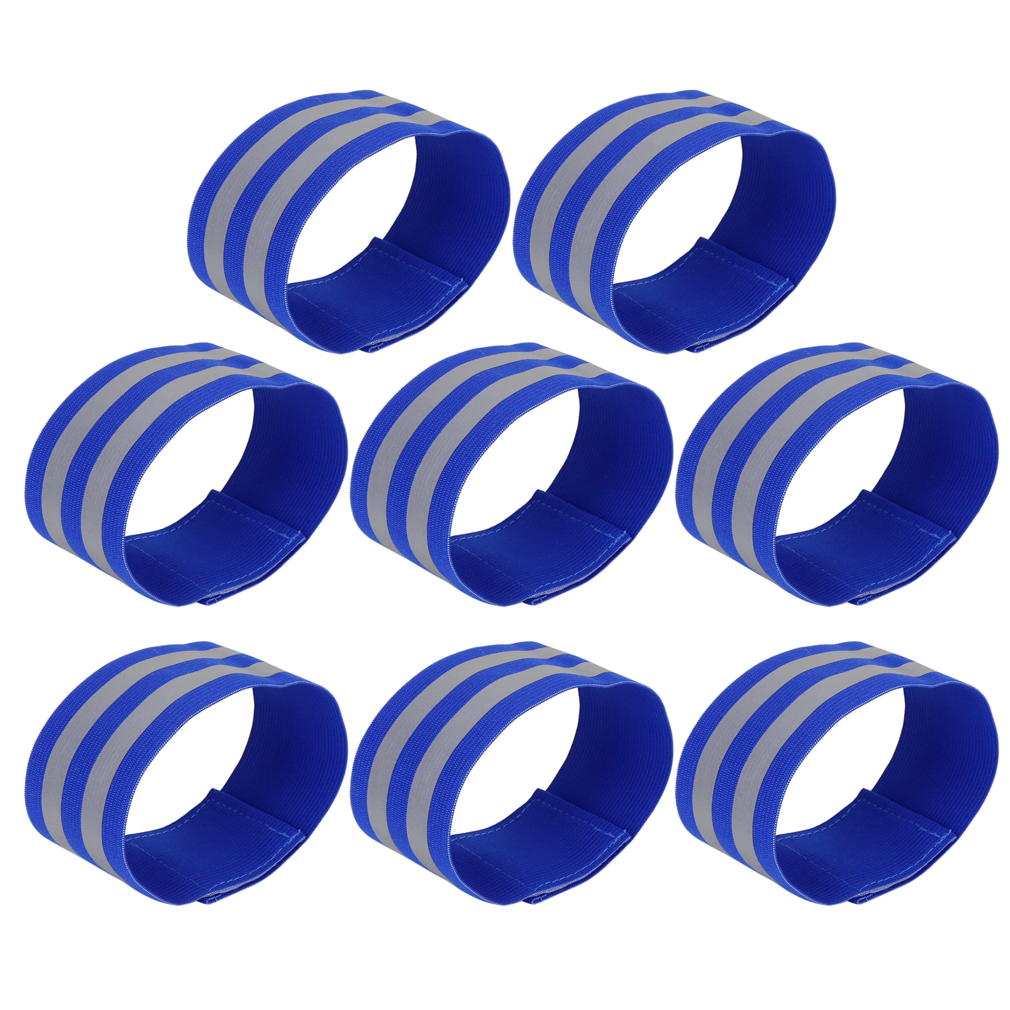 8pcs Reflective Bands for Arm Reflective Armbands High Visibility Night Cycling Riding Reflector Tape Straps Blue
