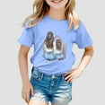 thumbnail image 2 of T-shirts Filles Mode Imprimé Col Rond Manches Courtes Amples Loisirs Hauts Filles Bleu Clair 5-6 Ans, 2 of 4