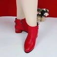 thumbnail image 2 of Zynoxe Boots for Women Soft Pu Leather Boots With Side Zipper Women Elegant Round Toe Ankle Boots Comfy Versatile Low Block Heel Dress Short Boots for Daily Red 6, 2 of 5