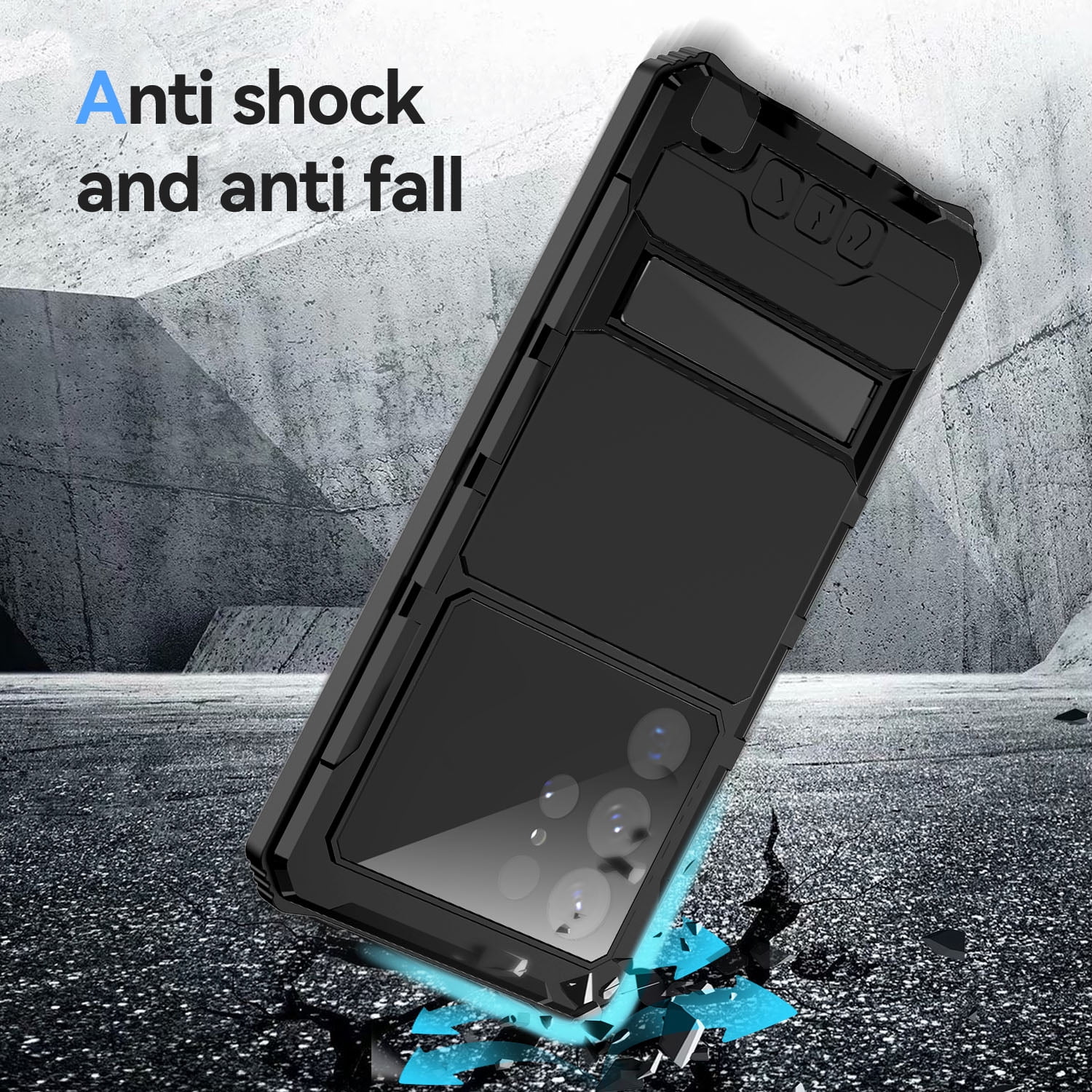 TECH CIRCLE Galaxy S22 Ultra Case, Metal Bumper Silicone Built-in Screen Protector Stand dustproof Drop-Proof Heavy Duty Shockproof Rugged Military Cover for Samsung Galaxy S22 Ultra 6.8" 2022, Black