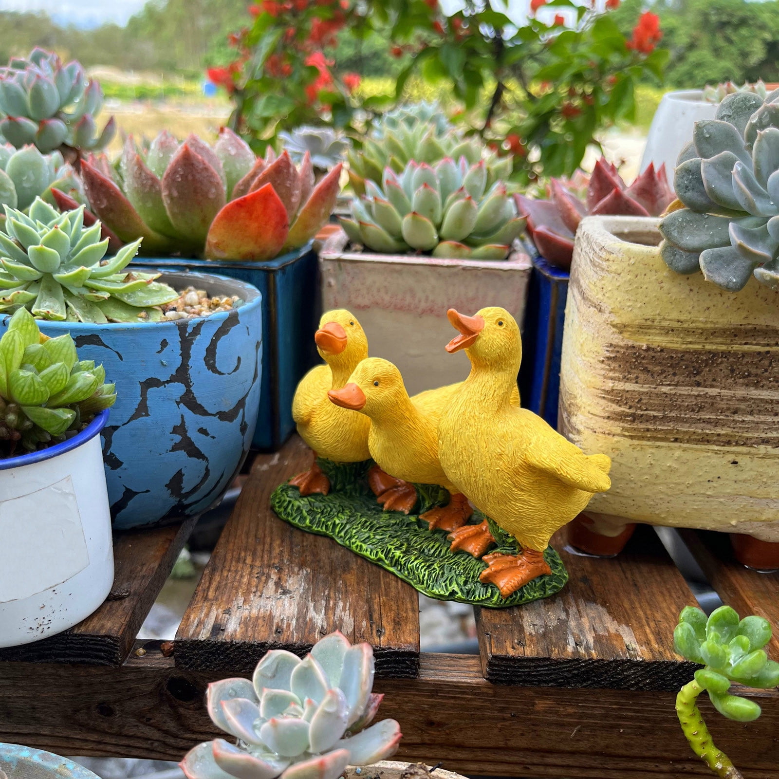 3 Packs Outdoor Resin Garden Statue Hand Painted Decorative Sculpture for Courtyard Patio Yard Decor Unique Home Art Craft Durable Weather Resistant