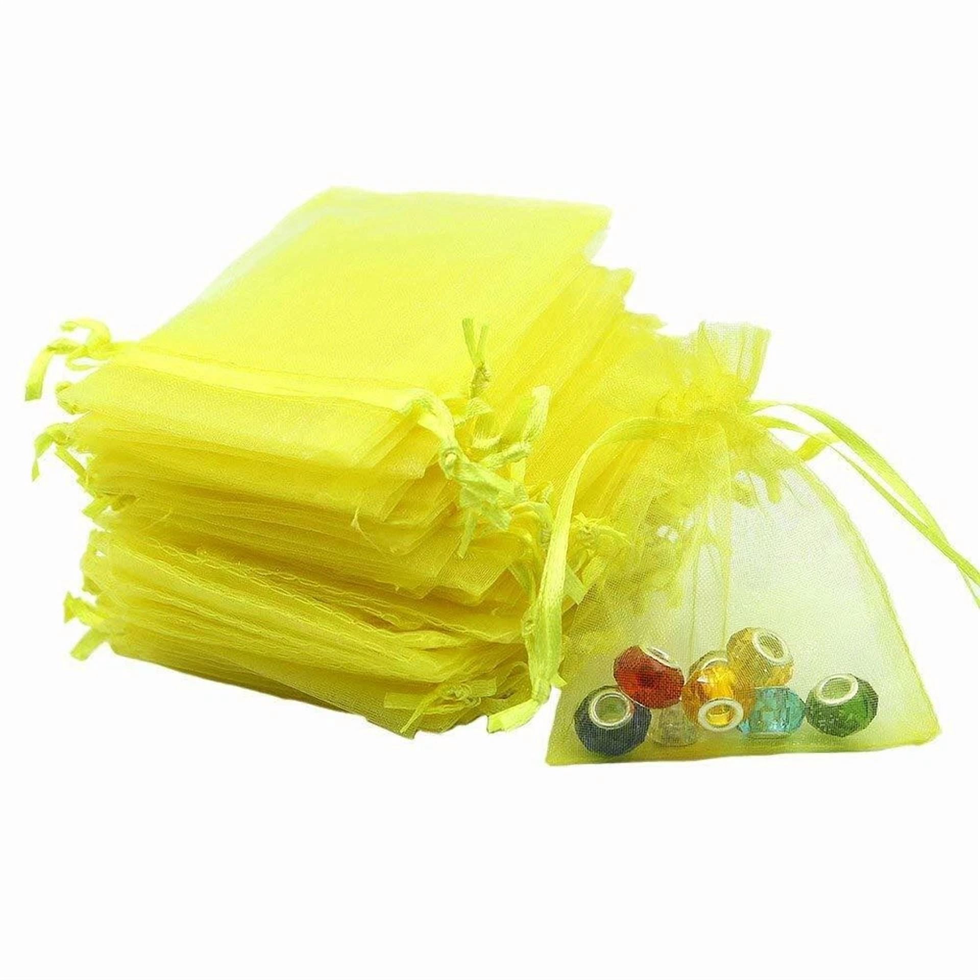 BUTTERFLY- 100Pcs Yellow Organza Bags 4X 6 Wedding Christmas Favors Gift Drawstring Pouches
