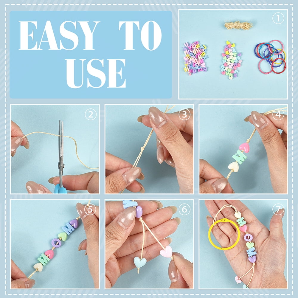 DIY Making Kit Including Nylon Thread Letter Opaque Acrylic Beads Polystyrene Plastic Beads Loose Leaf Book Binder Hinged Rings Mixed Color diy