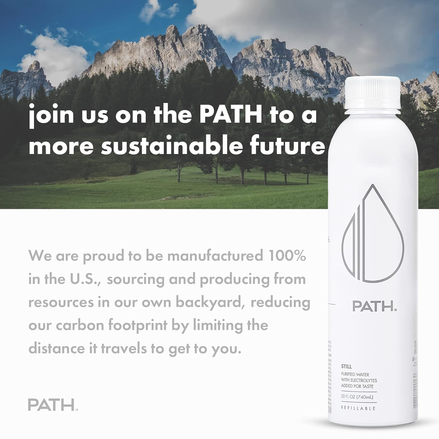 PATH Water Ultra-Purified Still Water, 25 fl oz, 4 pack Aluminum Bottles