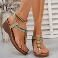 thumbnail image 2 of Fiaer Platform Wedge Sandals for Women Fashion Summer Boho Rhinestones Gladiator Open Toe Low Heel Sandals Lightweight Outdoor Sandals Gold 6, 2 of 9
