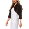 thumbnail image 4 of INSPIRE CHIC Women's Bolero Jacket Open Front Cropped Fluffy Faux Fur Shrug XS Coffee, 4 of 6