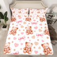 thumbnail image 2 of Homewish Pink Bowknot Bear Full Size Sheets, Cartoon Love Heart Print Bed Sheets, Teens Kids Boys Girls Sheet Sets, Luxury Bedroom Decor, 4pcs, 2 of 7