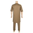 thumbnail image 3 of BAZINRICHE Arab Big and Tall African Men's Short Sleeve Thobe Tops Pants Suis set, 3 of 5