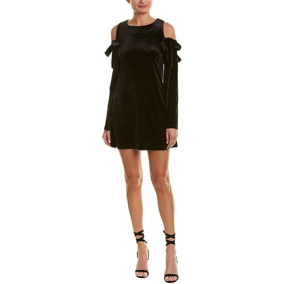 Romeo and Juliet Couture BLACK Cold-Shoulder Shift Dress, US Medium