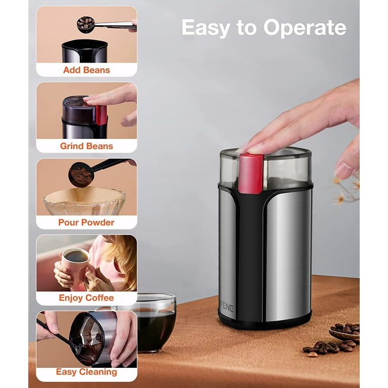 Willz Electric Coffee Grinder for Coffee Beans, Spices, & Herbs with Easy On/Off Button Control, 50g Grinding Capacity, Makes Up