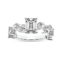 IGI Certified 5 Carat Emerald Shape Lab Grown Diamond Engagement Ring | 14K White Gold | Hester Petite Side Stone Diamond Ring | FG-VS1-VS2 Quality Friendly Diamonds