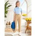 thumbnail image 2 of HILEELANG 1PC Teen Boys Girls School Uniform Pants Khaki Kids Wrinkle-Free Dress Slacks Elastic Back Waist Classic Fit Pull-On Trousers for Students 15-16Years, 2 of 7
