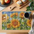 thumbnail image 2 of Summer Retro Placemats Set of 8, Nature Botanical Sunflowers Wood Grain Non-Slip Place Mats Washable Table Mats for Kitchen Dining Table Decorations Indoor/Outdoor, 2 of 9