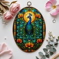 Canvas Wall Art Abstract Peacock Stained Glass Art Green Blue Purple ...