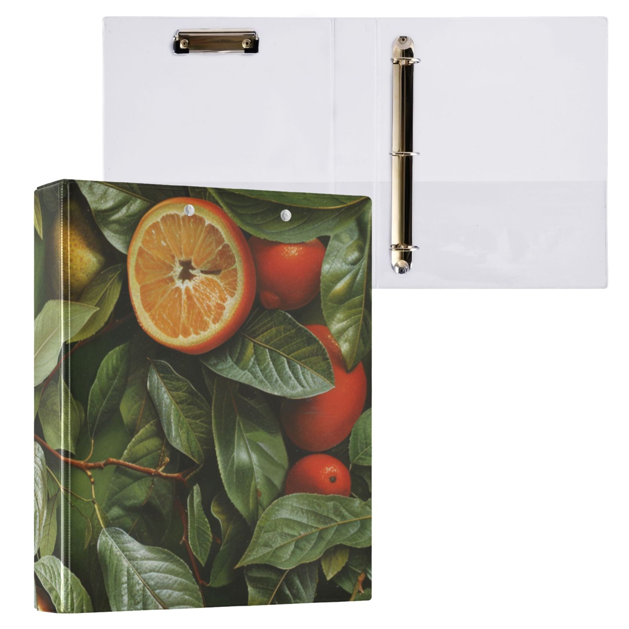 Oranges Leaves 3 Ring Binders 1.5 inch Hardcover File Folders with Interior Pockets A4 Size Organizer for School Office Hospital