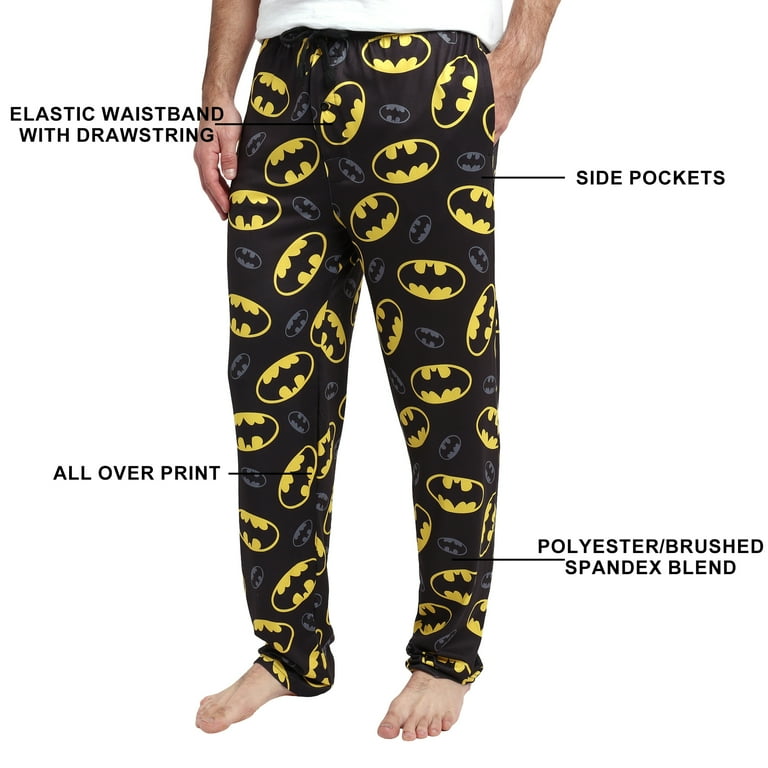 Bioworld Men's Batman Black Sleep Pants, XXL, Polyester Spandex