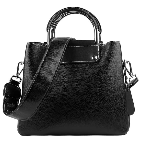 Genuine Leather Top Zip Ladies Tote Bag With 2 Removeable Shoulder Straps