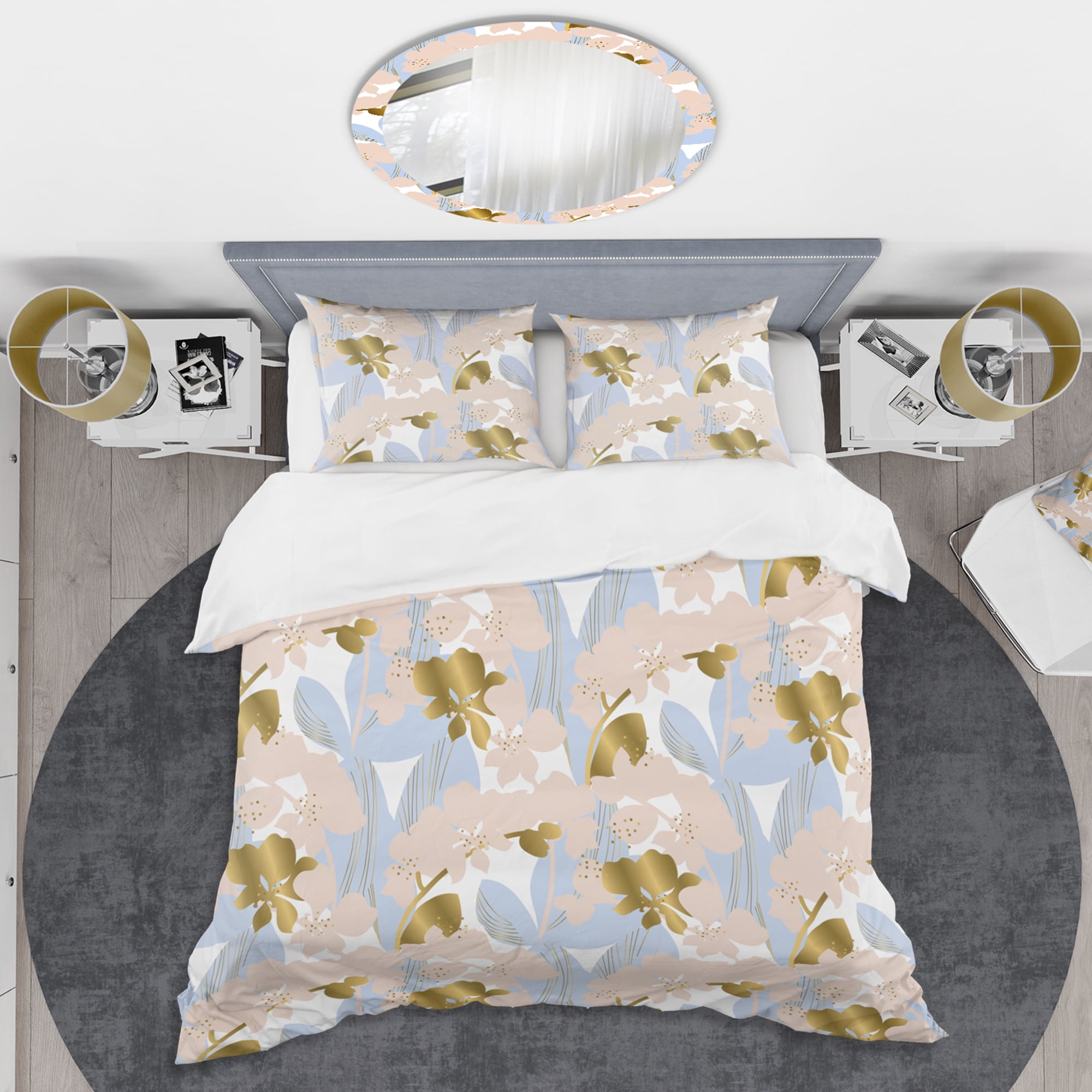 Designart 'Golden Foliage XV' Mid-Century Modern Duvet Cover Set