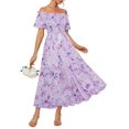 thumbnail image 1 of Vestido GRACE KARIN 2025 para mujer con hombros descubiertos y estampado floral morado XL, 1 of 5
