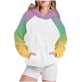 thumbnail image 1 of Bowake Vêtements d'Automne pour Femmes à Manches Longues Dégradé Chandails en Molleton Décontractés Légers Raglan avec Poche, 1 of 5