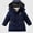 Navy, variant on HAOTAGS Boys Winter Hooded Puffer Coat (5-13) Windproof Mid-Length Faux Warm Parka Navy Size 7