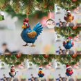 thumbnail image 3 of TQEHS rujjftsy 2024 Lindo adorno colgante de pollo navideño, colgante de gallo de dibujos animados de acrílico, adorno colgante de pollo plano 2D, adorno de pollito con sombrero navideño, decoración p, 3 of 6