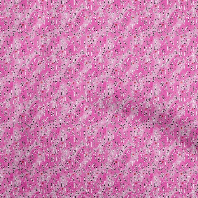 oneOone Polyester Spandex Fuschia Pink Fabric Text Sewing Craft Projects Fabric Prints By Yard 56 Inch Wide