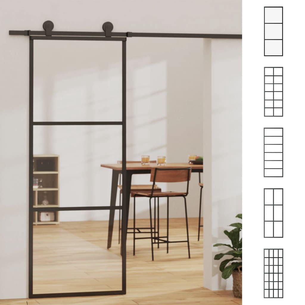 VidaXL ESG Glass Aluminum Sliding Door, 44.9 lbs, 29.9 x 80.7"