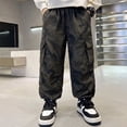 thumbnail image 4 of enyan Boy's Camo Cargo Pants Joggers Baggy Fall Elastic Waist Wide Casual Hunting Pants with Pockets(Camouflage,13-14 Years), 4 of 5