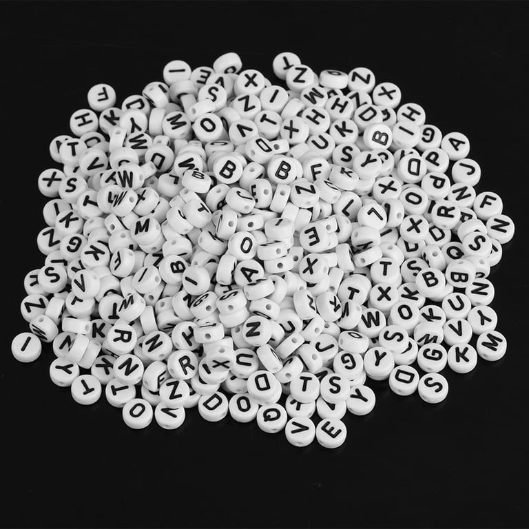 500PCS Acrylic Small Letter Beads Color for Jewelry Making Alphabet Beads  for Bracelets Kit Letters Beads for Necklace Making (Color Words on White