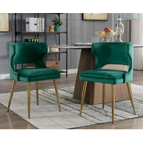 Guyou Modern Dining Chairs Set of 2, Mid-century Upholstered Velvet Armless Side Chair with Nailhead Trim and Curved Back for Dining Room Living Room Kitchen, Green