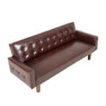 thumbnail image 6 of Aukfa 75" Button-Tufted Futon Convertible Sofa Bed for Home Office, Leather, Red Brown, 6 of 9