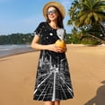 thumbnail image 4 of Balery Futuristic Moonlit Cityscape Vestidos sueltos de manga corta para mujer, vestidos de verano 2025, vestidos casuales de corte A con vuelo., 4 of 6