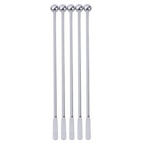 RUNROTOO 5Pcs Drink Stirrers Cocktail Silver Swizzle Sticks for Mixing and Decoration in Bars