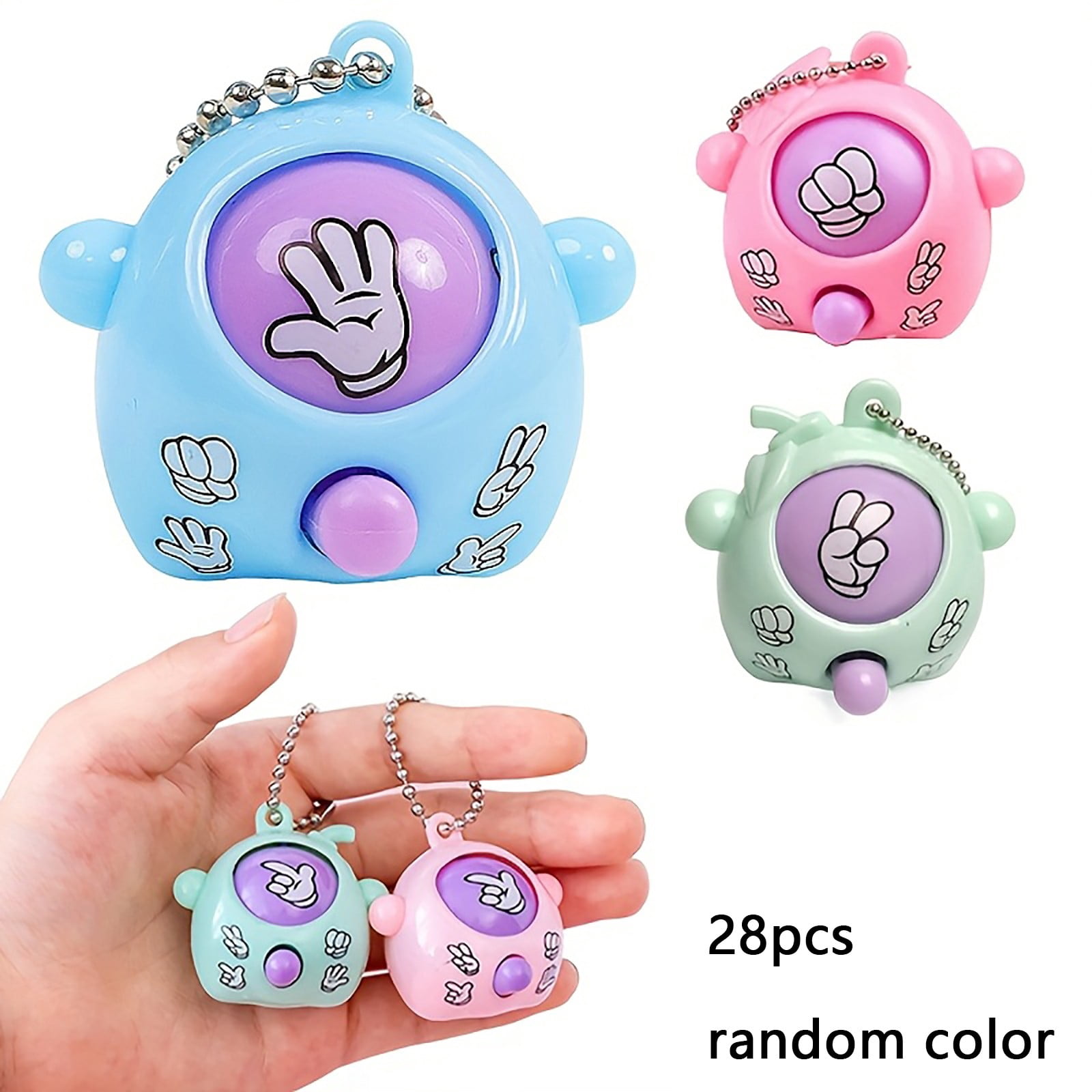 Novelty Funny Toy Keychain Rock Paper Scissors Changeable Face Egg