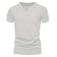thumbnail image 2 of fatyb Mens Casual T-Shirts Summer Button V Neck Tee Pullover Solid Color Vacation Beach Tops with Pocket, 2 of 7
