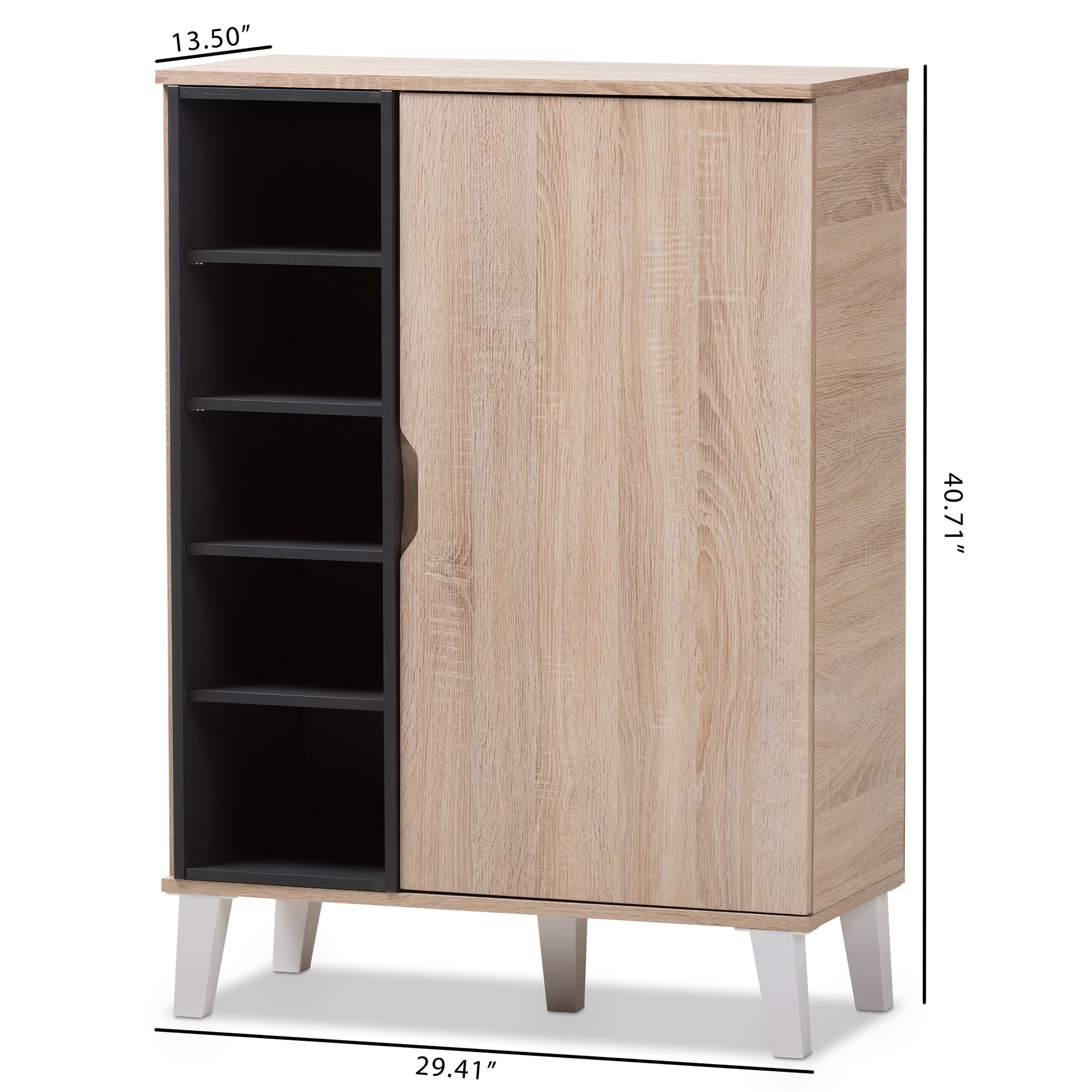 Baxton Studio Adelina Mid Century Modern 1 Door Oak And Gray Wood Shoe Cabinet Walmart Com Walmart Com