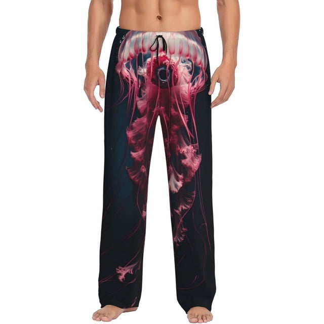 Balery Mesmerizing Pink Jellyfish Pantalones de pijama para hombre, pijama ultraligero, pantalón de descanso-X-Large