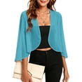 thumbnail image 2 of Vinsonshop Womens Chiffon Shrug Sheer Bolero Open Front Lightweight Cropped Cardigan for Evening Dresses Sky Blue XXL, 2 of 6