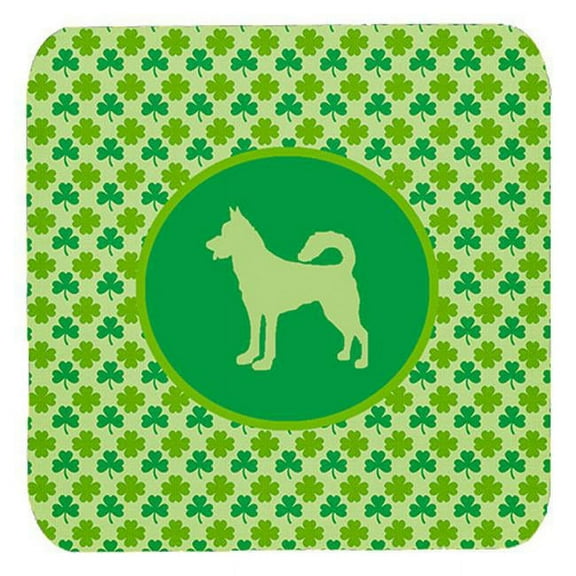 Canaan Dog Lucky Shamrock Foam Coasters, Set Of 4