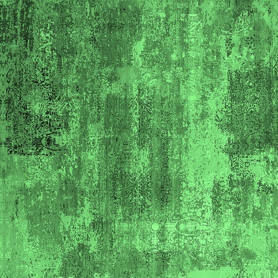 Ahgly Company Indoor Square Oriental Emerald Green Industrial Area Rugs, 7' Square