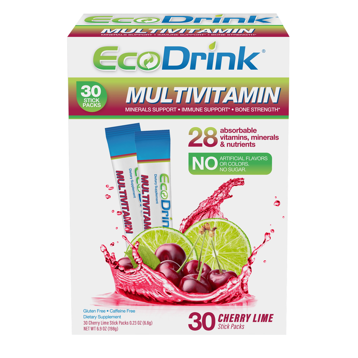 Ecodrink Complete Multivitamin Drink Mix, 30 Packets Fruit Punch