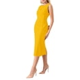 thumbnail image 4 of INSPIRE CHIC Women's Boat Neck Sleeveless Midi Formal Dress Yellow L, 4 of 5